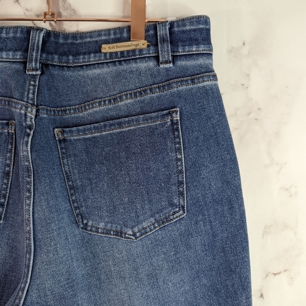 Soft Surroundings Ultimate Denim Straight High Rise Pull On Jeans Light Wash Med - Picture 7 of 7